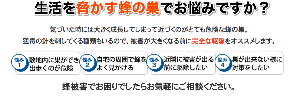 生活を脅かすハチの巣でお悩みですか？