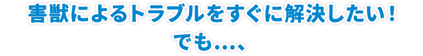 害獣によるトラブルをすぐに解決したい!!でも…、